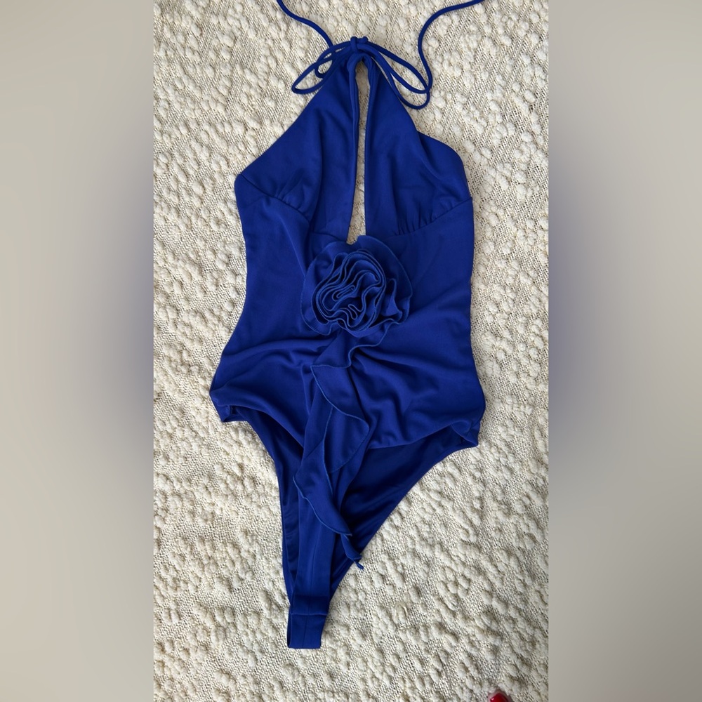 Zara Blue Bodysuit with Halter Neckline